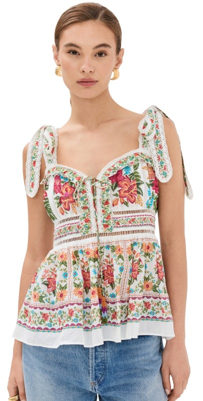 FARM Rio Off White Bloom Garden Sleeveless Blouse Bloom Garden Off White