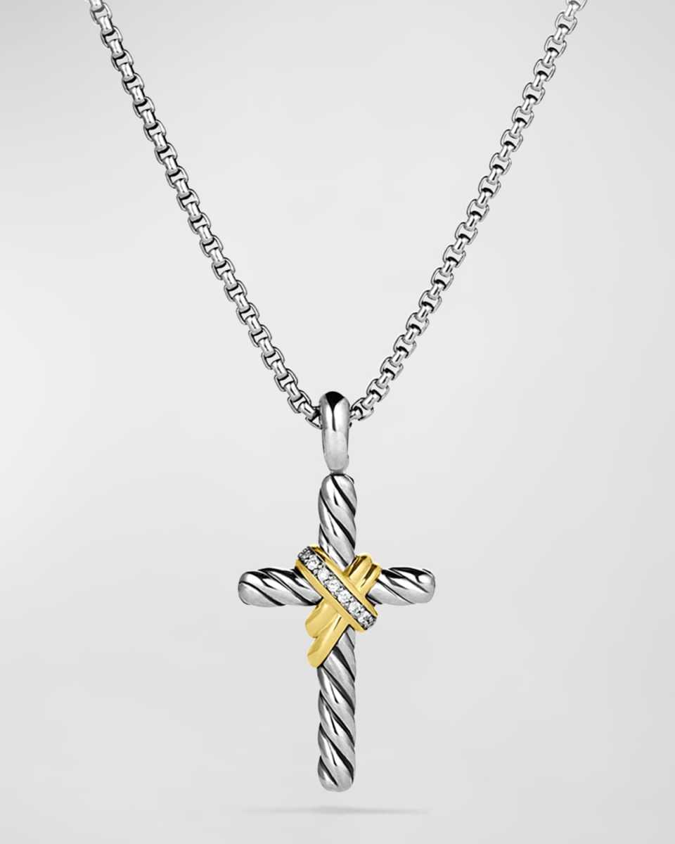 X Cross Necklace with Diamonds and 14K Gold