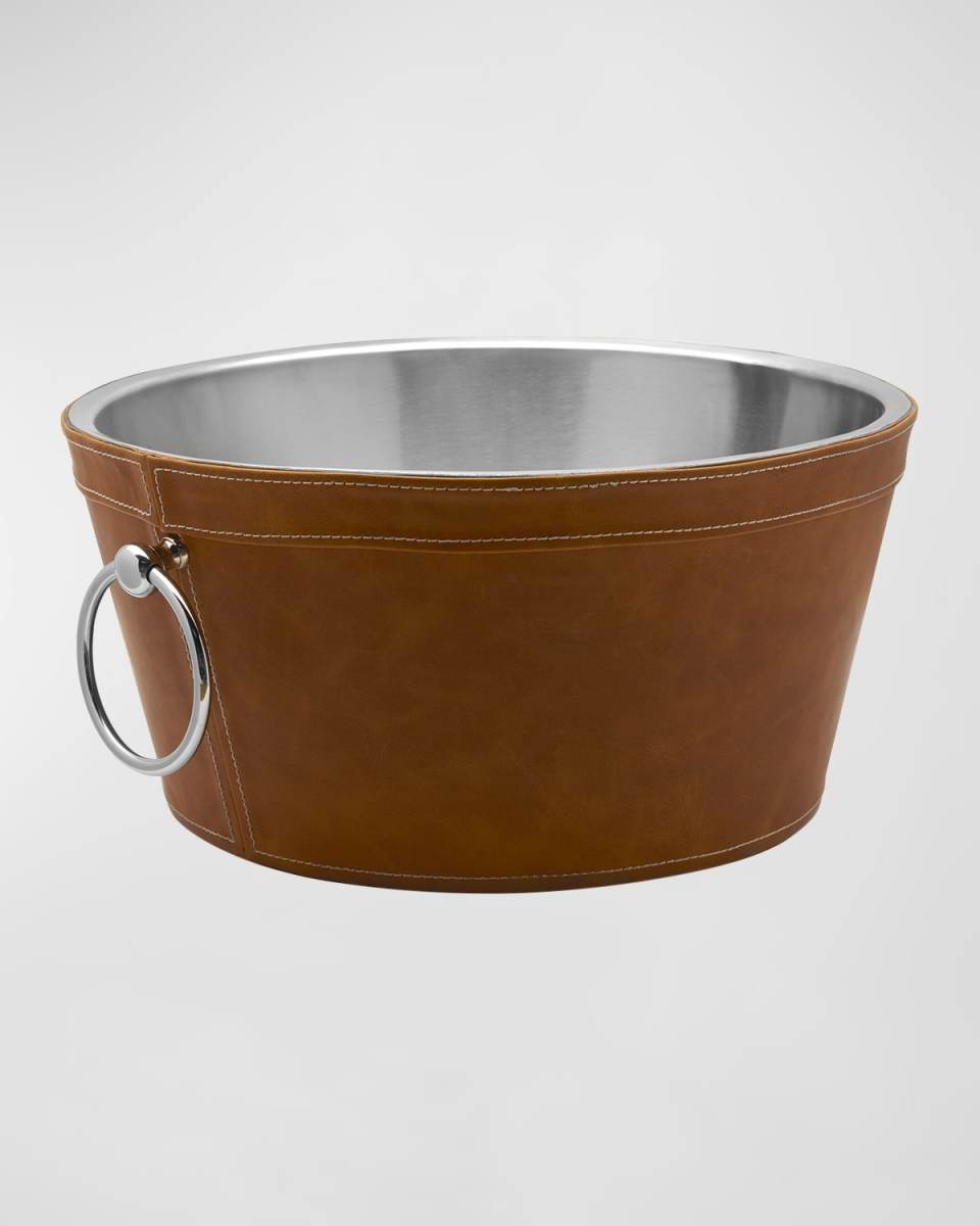 Faux Leather Stitched Beverage Tub