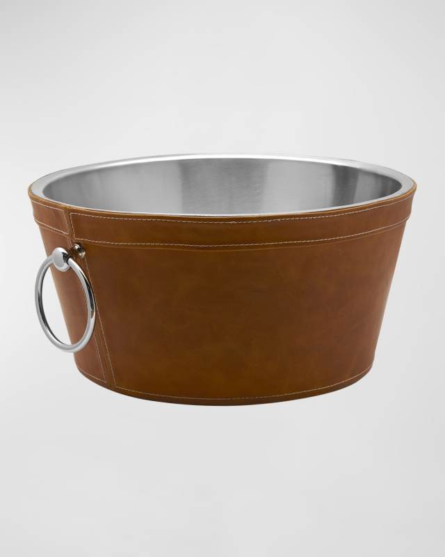 Faux Leather Stitched Beverage Tub