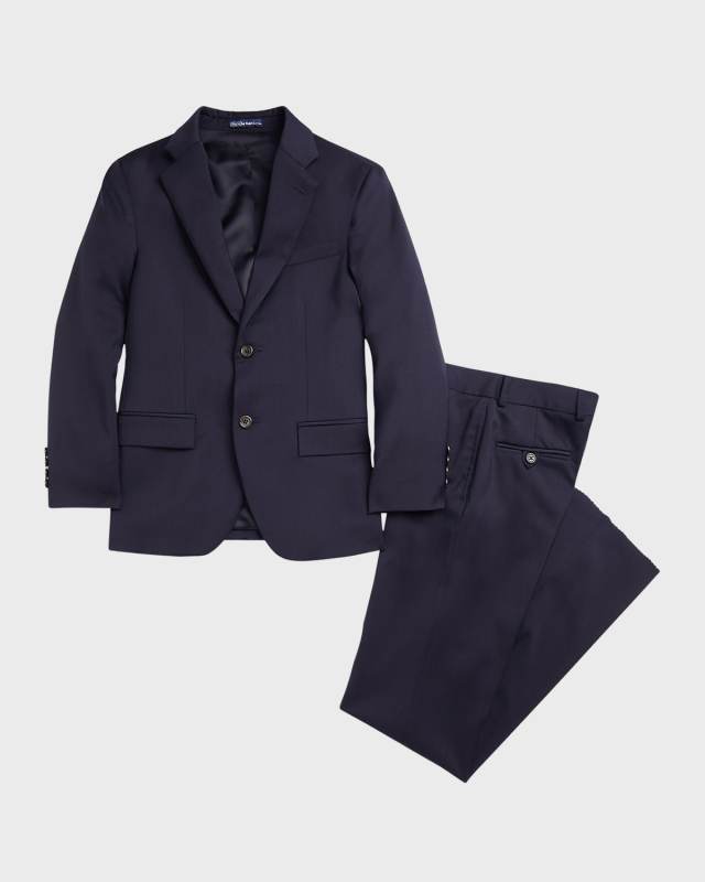 Boy's Tailored Wool Twill Two-Piece Suit, Size 5-7