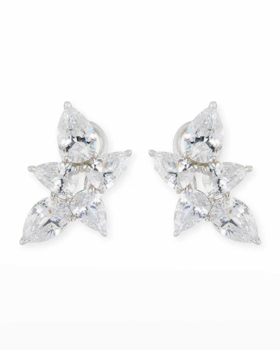 Pear-Shaped CZ Cluster Earrings