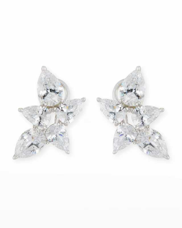 Pear-Shaped CZ Cluster Earrings