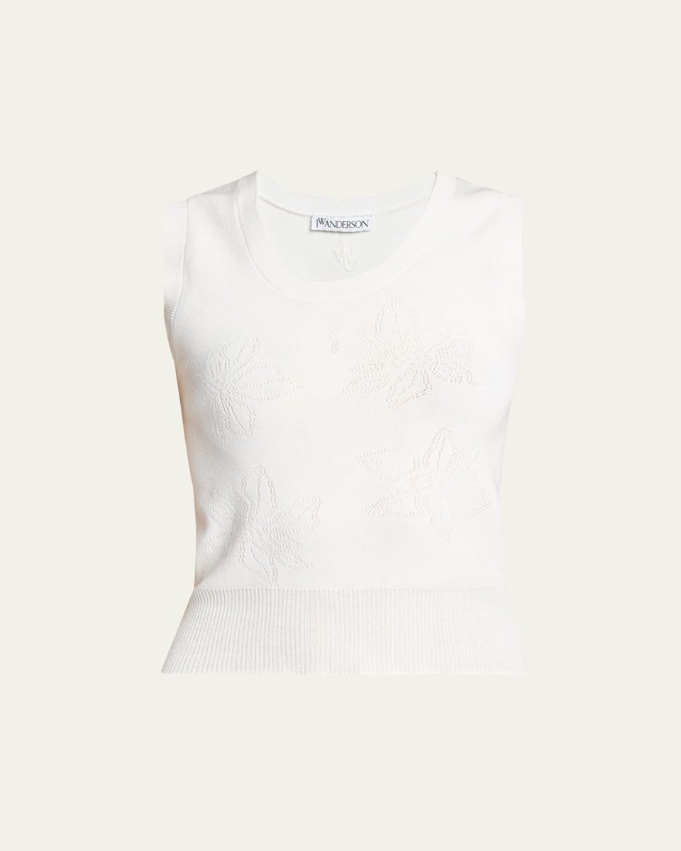 Flower Pointelle Knit Tank Top