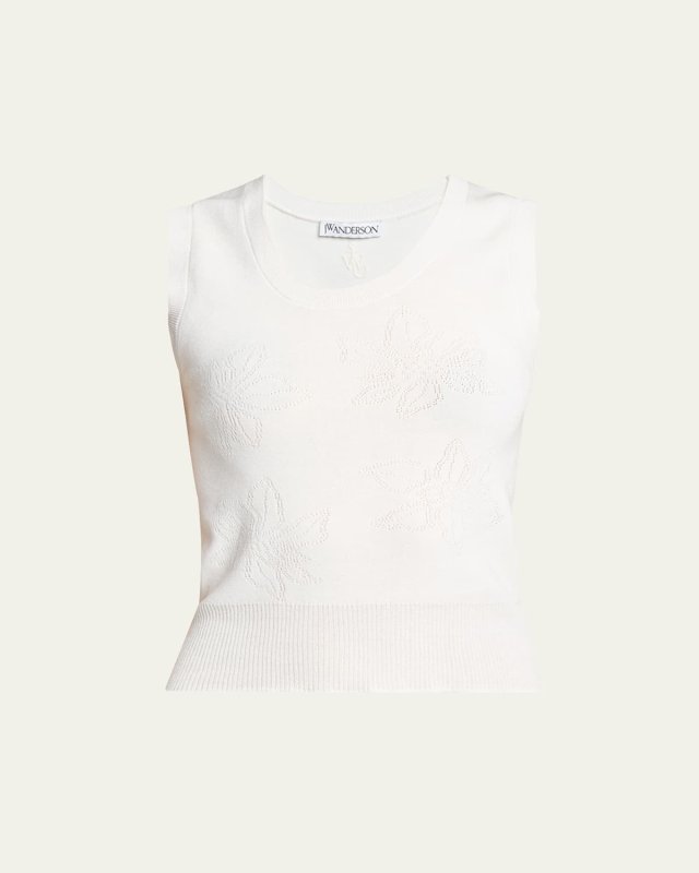 Flower Pointelle Knit Tank Top