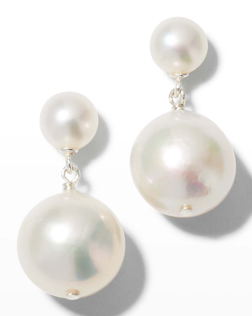 Double Pearl Drop Earrings