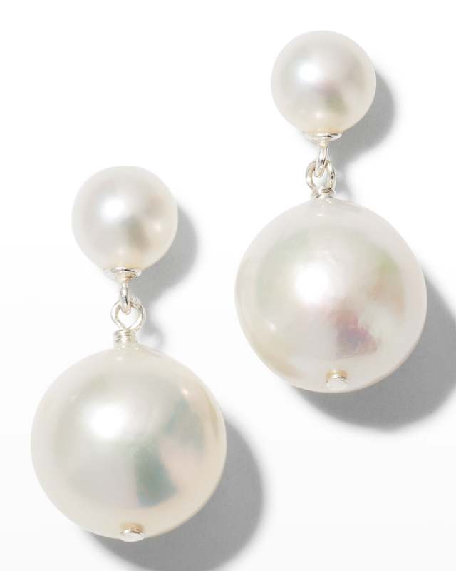 Double Pearl Drop Earrings