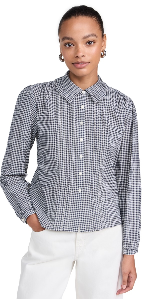 Birds of Paradis Alise Blouse Inkwell Gingham