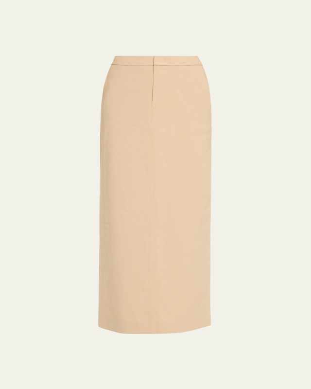 Mid-Rise Linen-Blend Maxi Skirt