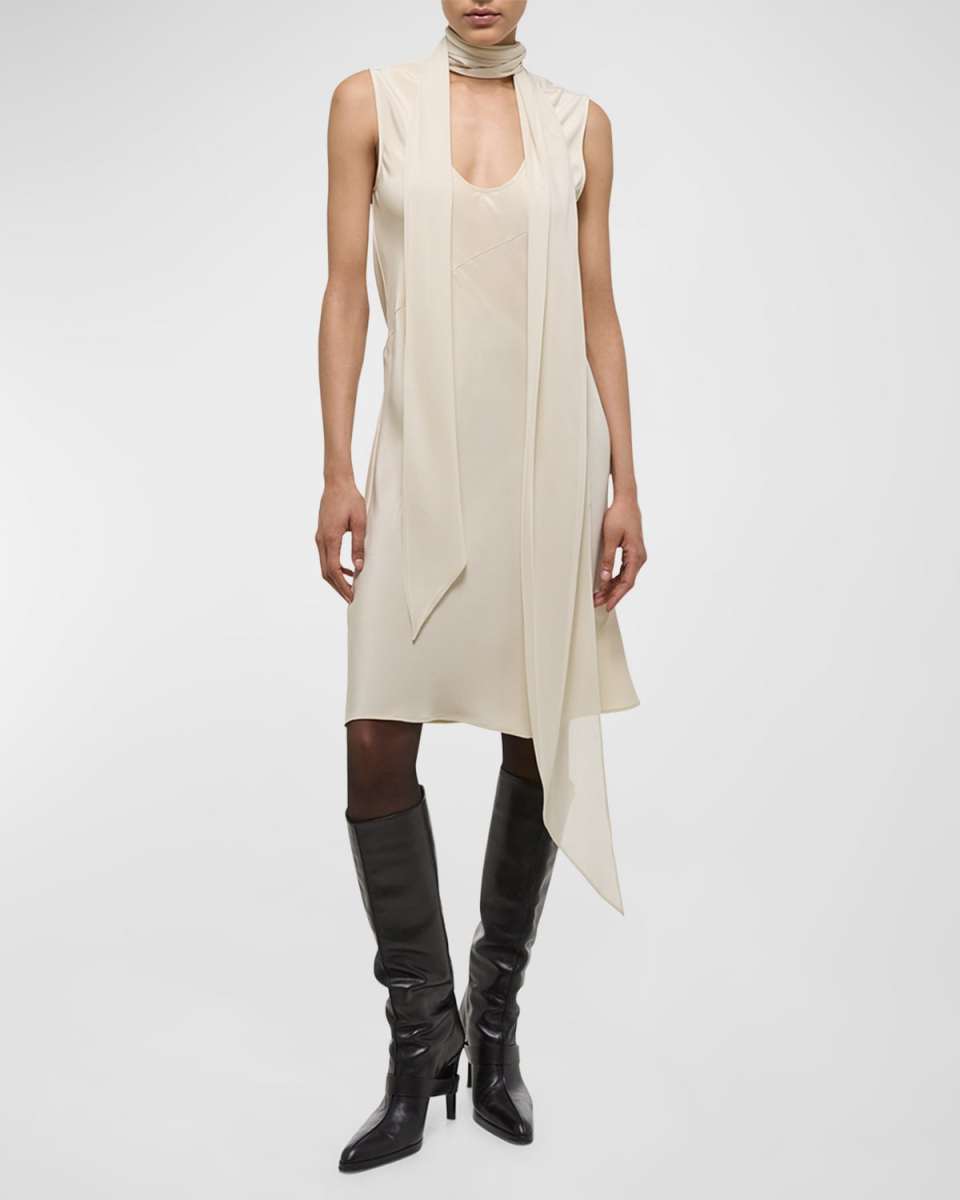 Sleeveless Silk Scarf Dress
