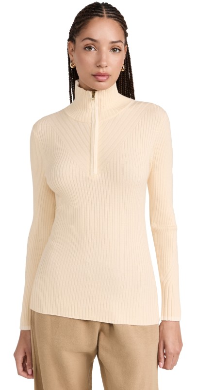 Varley Demi Half Zip Knit Pullover Whitecap Grey