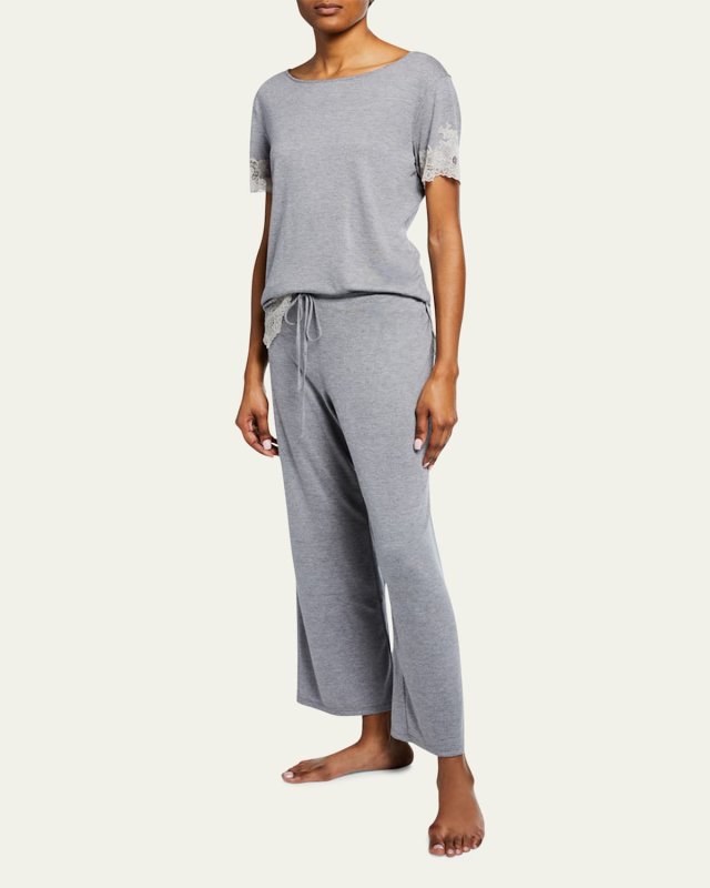 Shangri La Luxe Lace-Trim Pajama Set