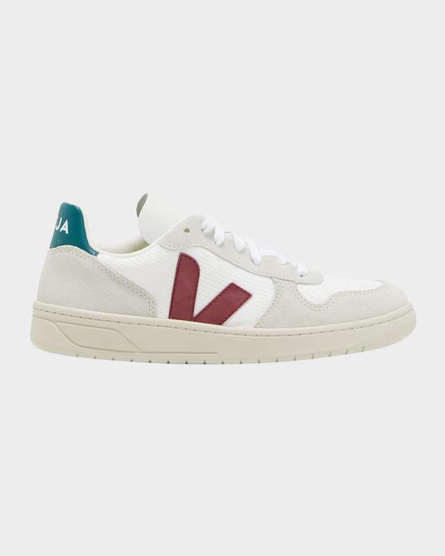 V 10 Logo Suede Low-Top Sneakers