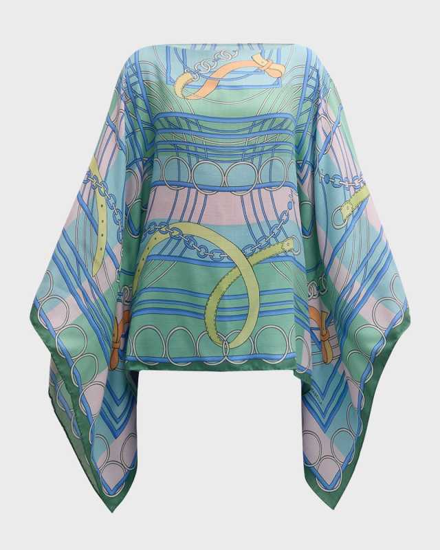 Venezia Cashmere-Blend Printed Poncho