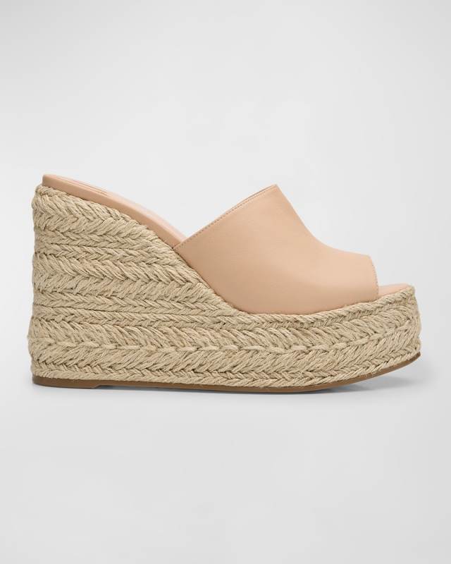 Ariella Leather Red Sole Wedge Espadrilles