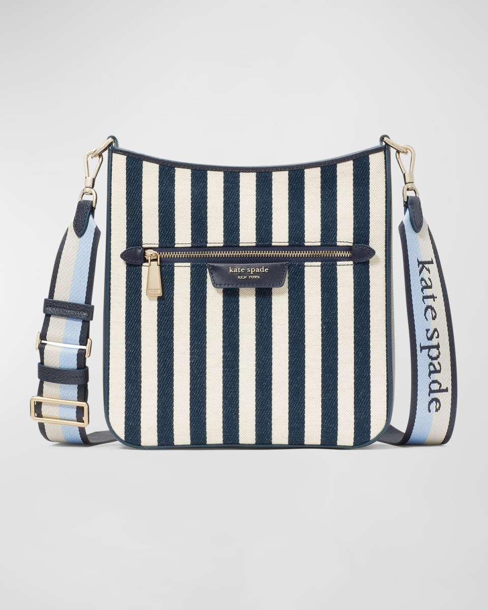 hudson striped canvas messenger crossbody bag