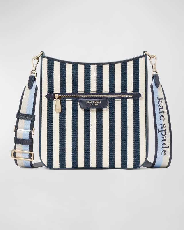 hudson striped canvas messenger crossbody bag