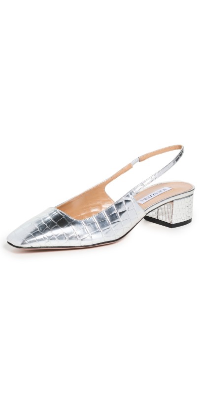 Aquazzura Ginza Slingback Pumps 35mm Silver