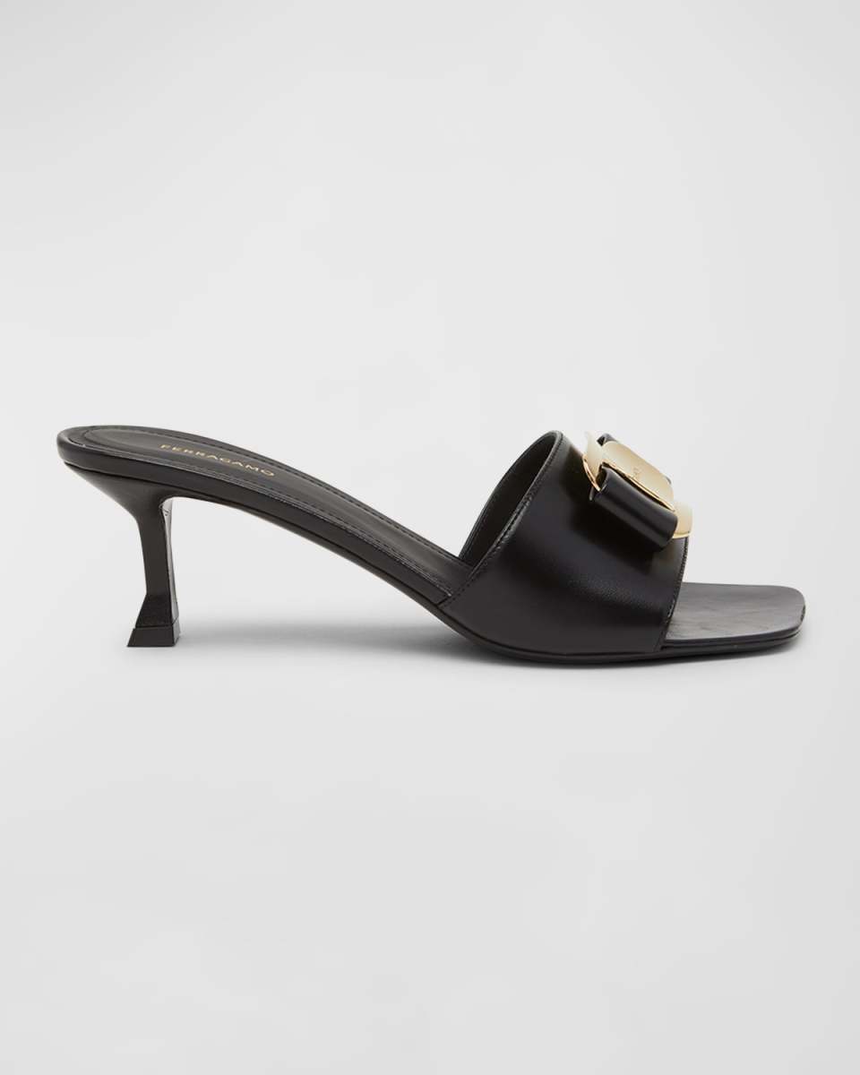 Zelie Leather Bow Mule Sandals