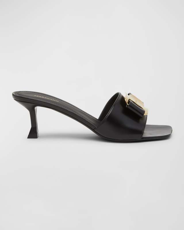 Zelie Leather Bow Mule Sandals