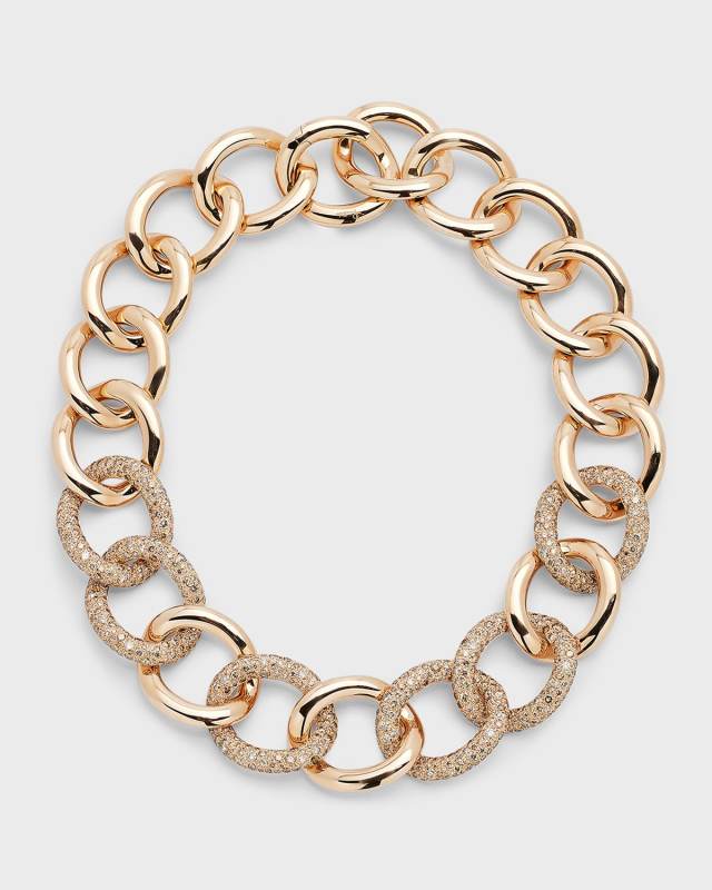 Catene Demi Pave Necklace in 18K Rose Gold and Brown Diamonds