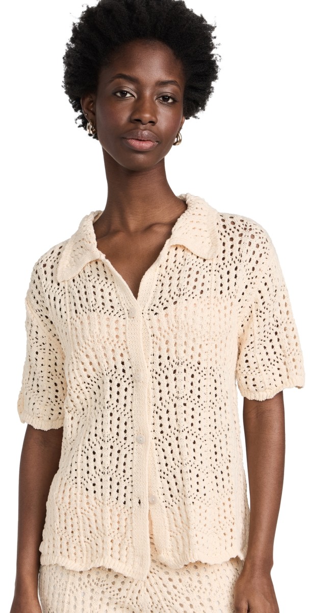 Line & Dot Poppie Crochet Top Taupe
