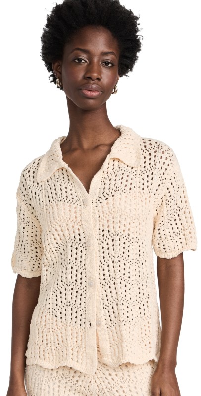 Line & Dot Poppie Crochet Top Taupe
