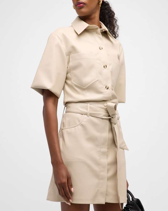 Sabine Short-Sleeve Alt-Leather Shirt