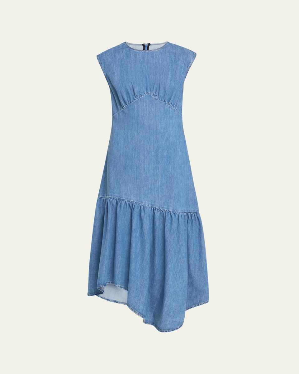 Sleeveless Tiered Denim Midi Dress