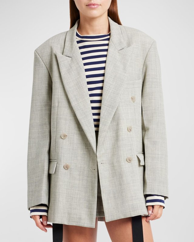 Panama Double-Twisted Wool Blazer Jacket