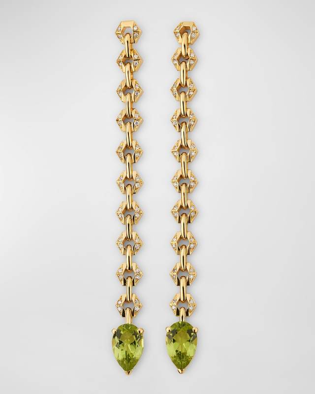 18K Bond Pear Earrings with Tourmaline and Diamonds