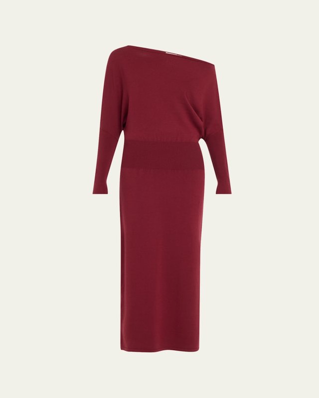 Janese One-Shoulder Wool-Blend Midi Dress