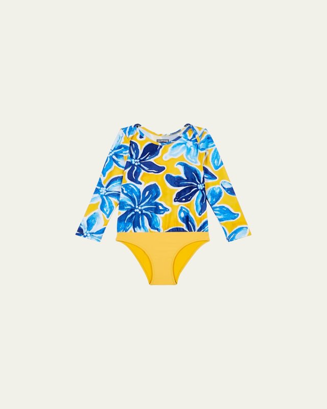 Girl's Macro Raiat-Print Rash Guard, Size 2-6