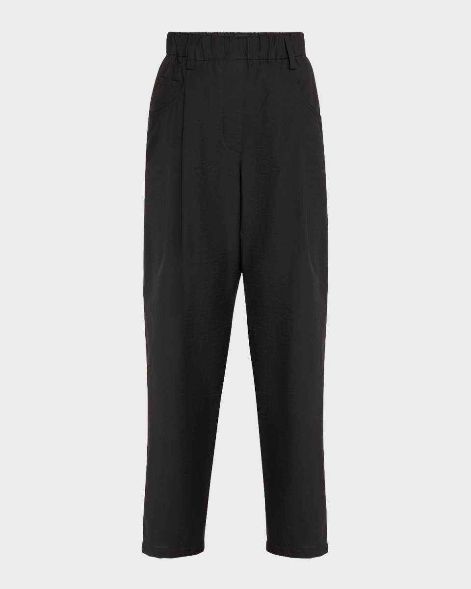 Cotton Poplin Easy Straight-Leg Pants