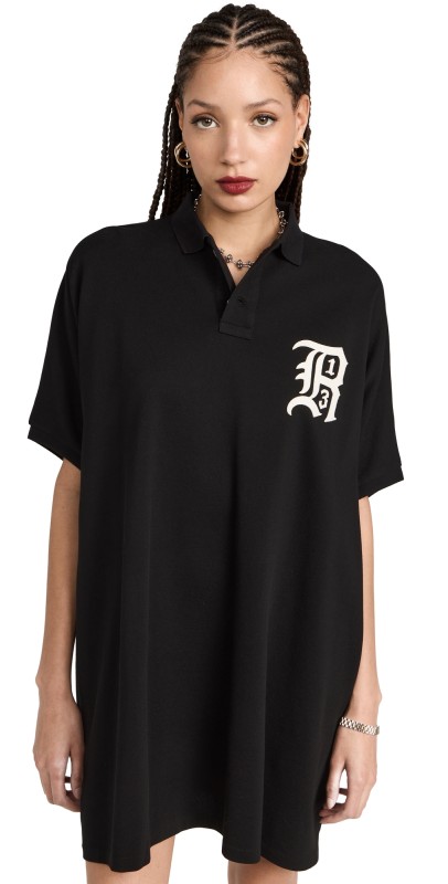 R13 R13 Logo Polo Shirt Dress Black