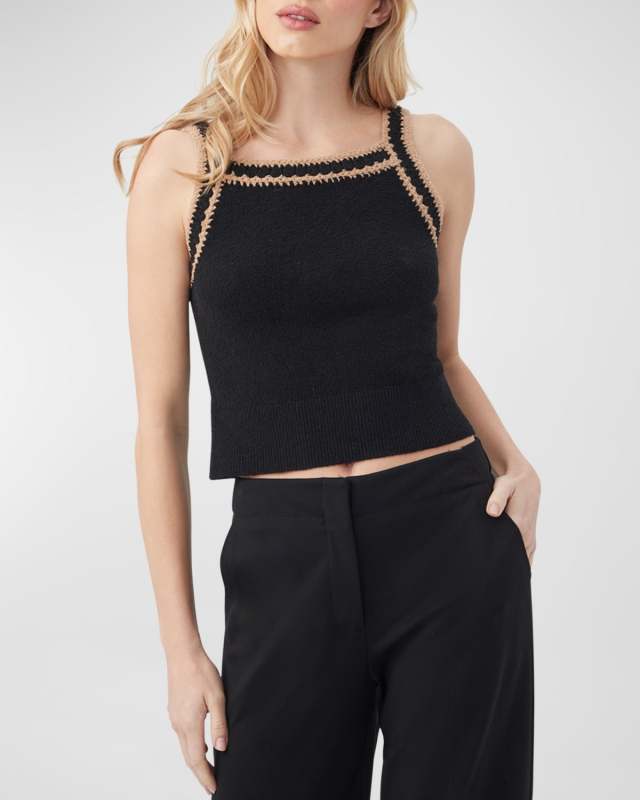 Suez Cropped Crochet-Trim Cami