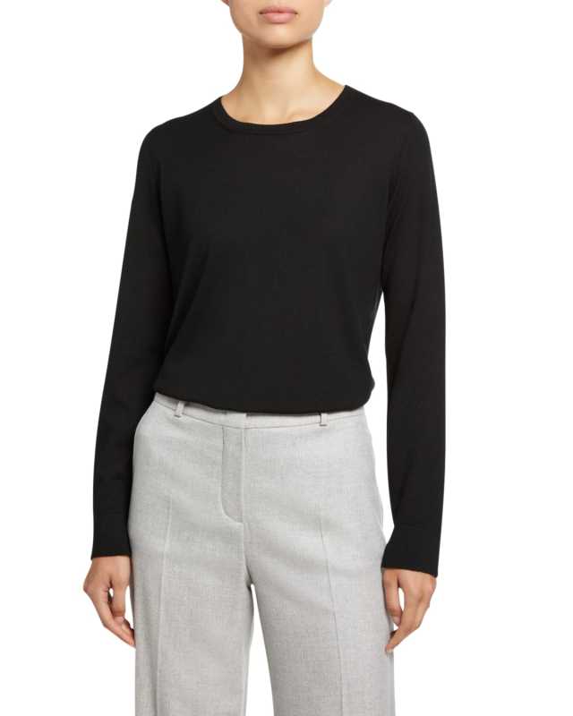 Featherweight Crewneck Long-Sleeve Cashmere T-Shirt