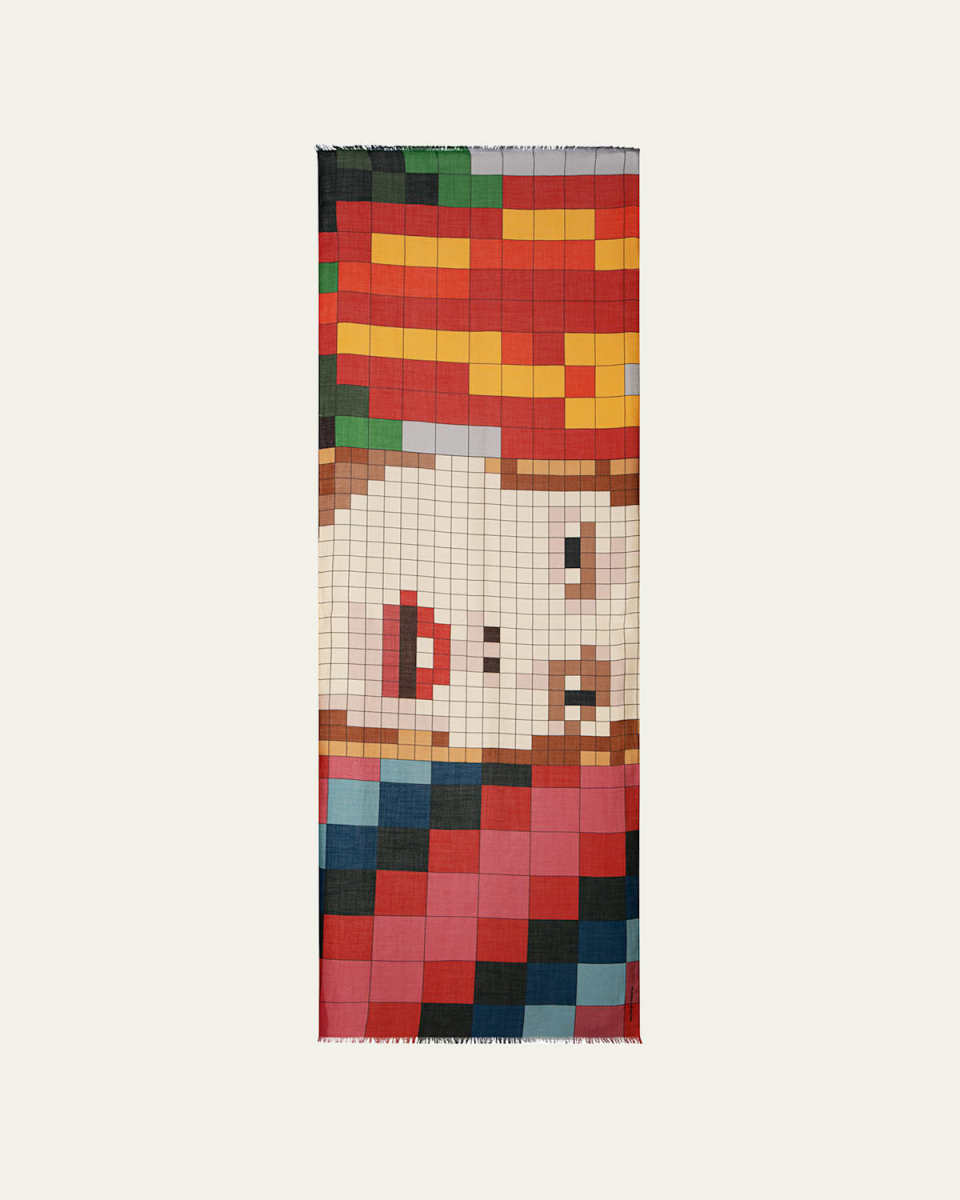 Drei Teile-Print Frayed Scarf