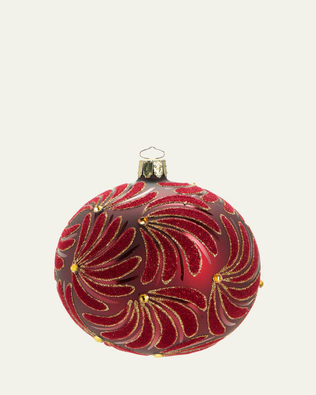 Floral Glitter Glass Ornament