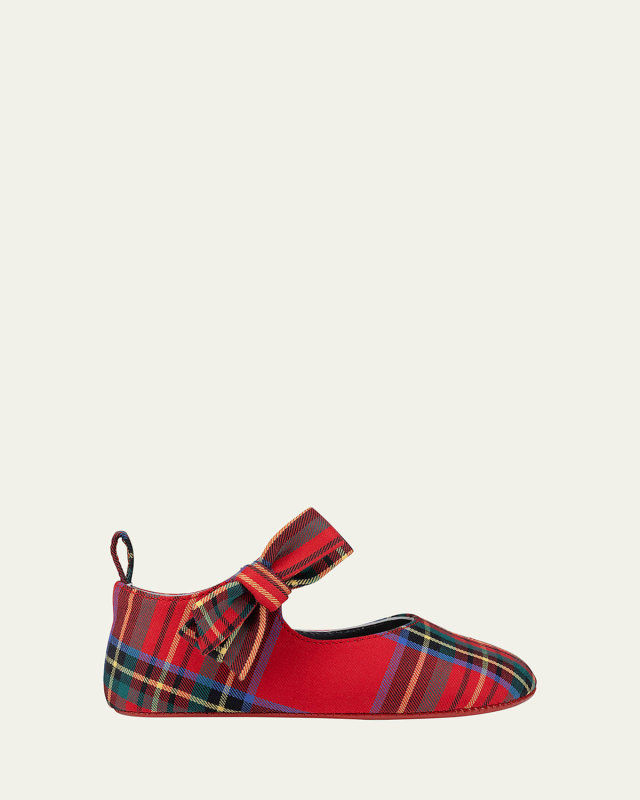 Girl's Tartan-Print Ballerina Flats,