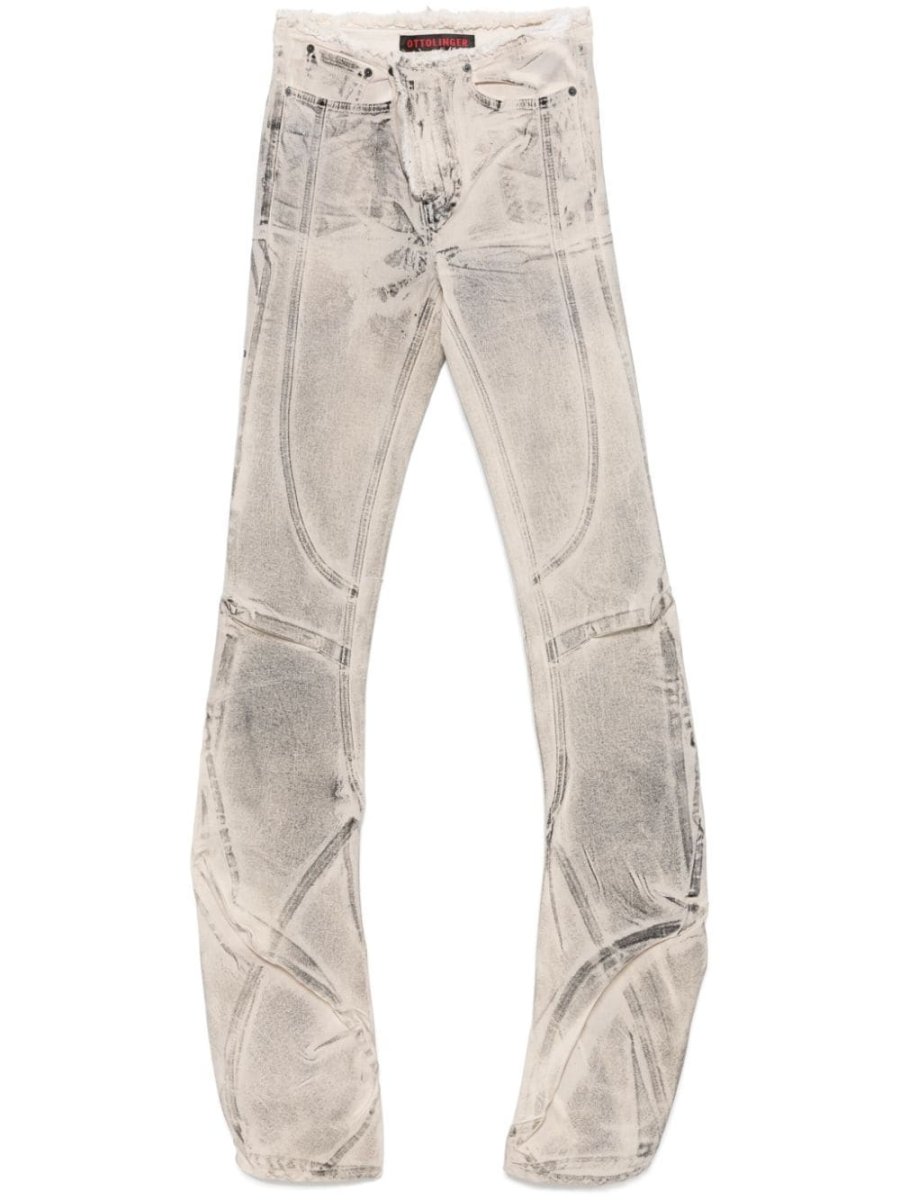 draped raw-cut jeans