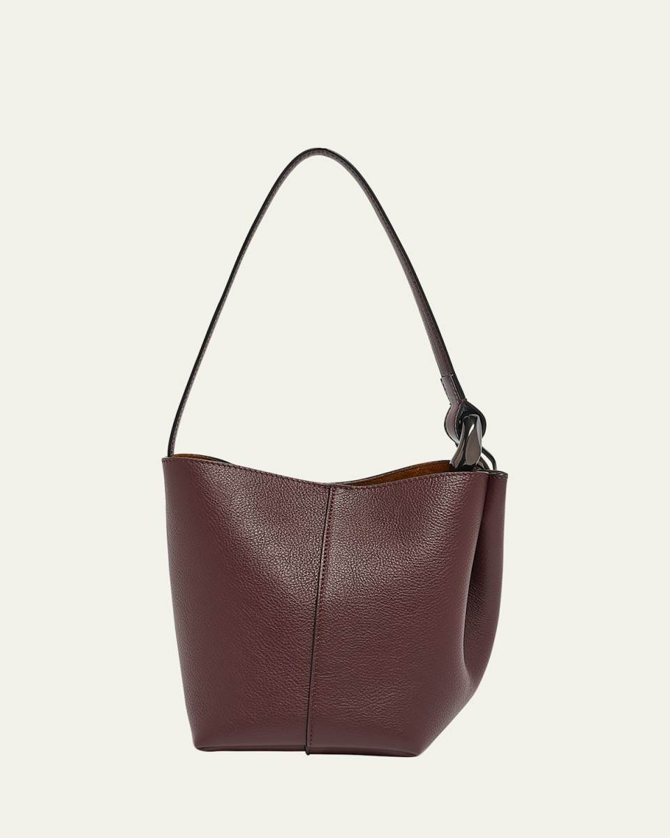 Corner Small Grain Leather Bucket Bag