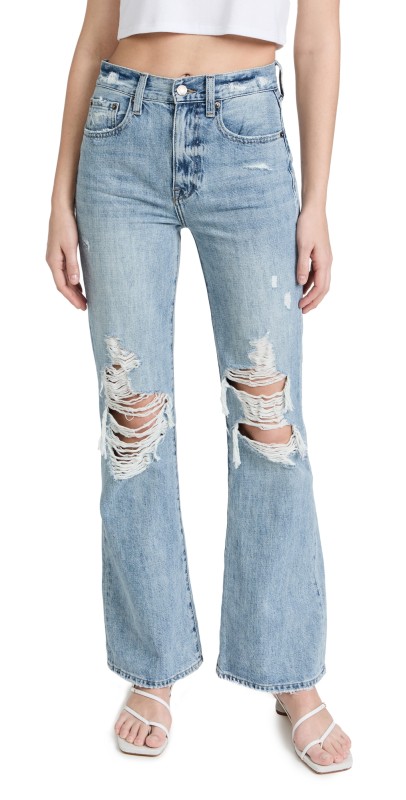 Pistola Denim Stevie High Rise Flare Jeans Palms Distressed