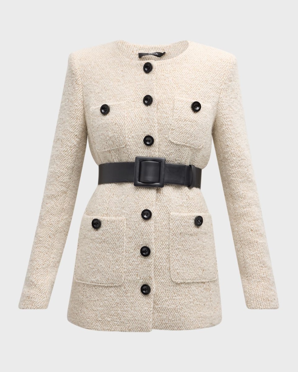Lea Belted Boyfriend Tweed Jacket