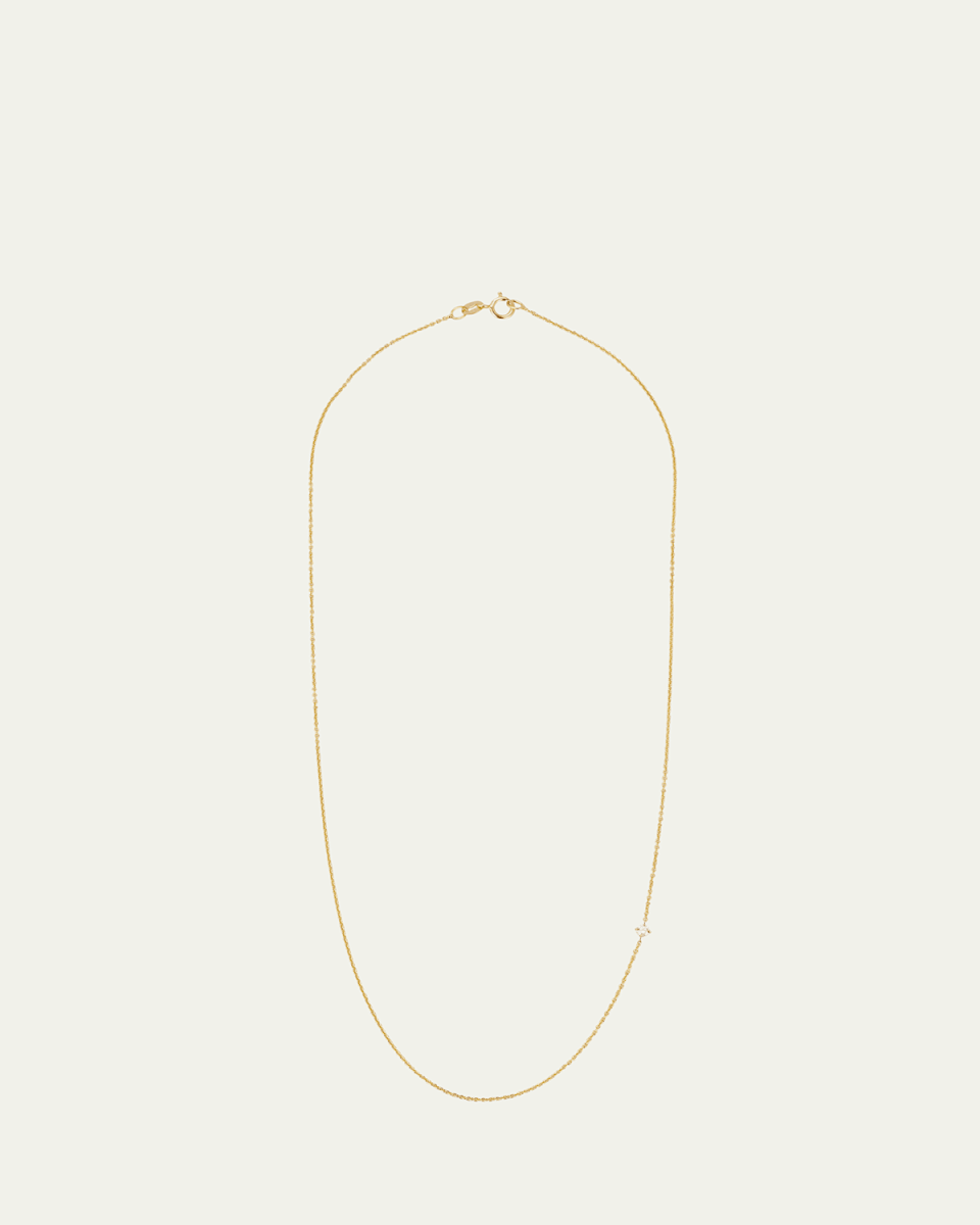 Round White Diamond Floating Necklace, 16"L