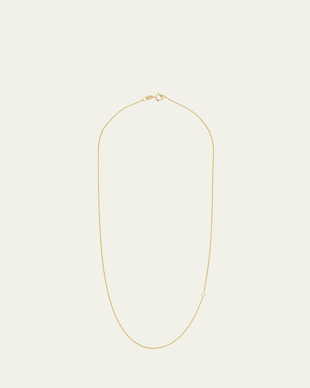 Round White Diamond Floating Necklace, 16"L