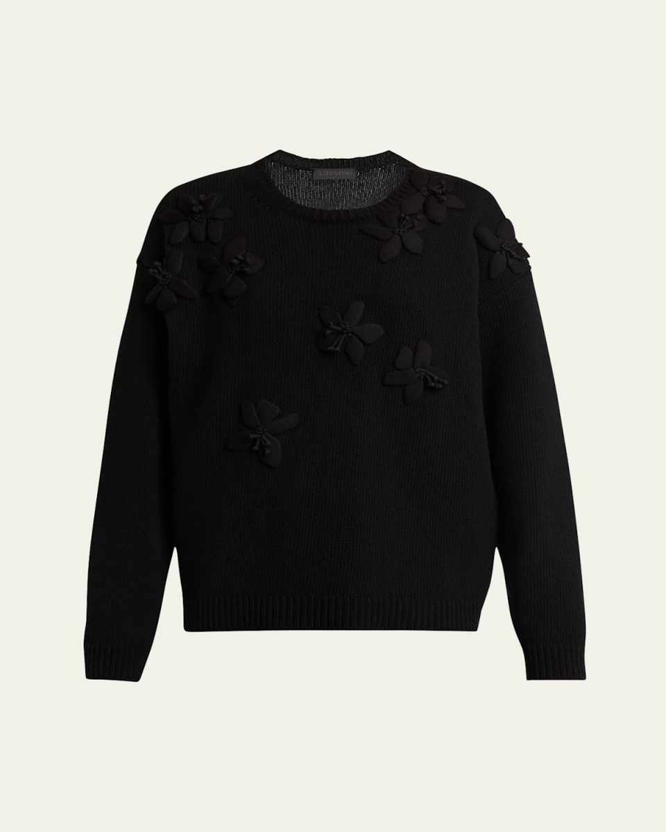 Flower Embroidered Wool Sweater