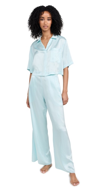 Lunya Washable Silk High Rise Pant Set Infinity Blue