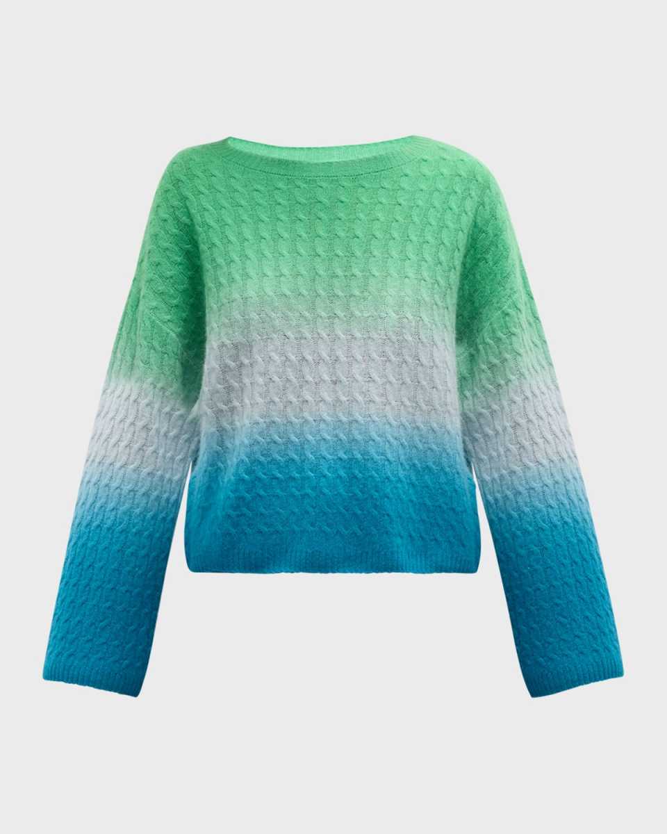 Cashmere Ombre Cable-Knit Sweat