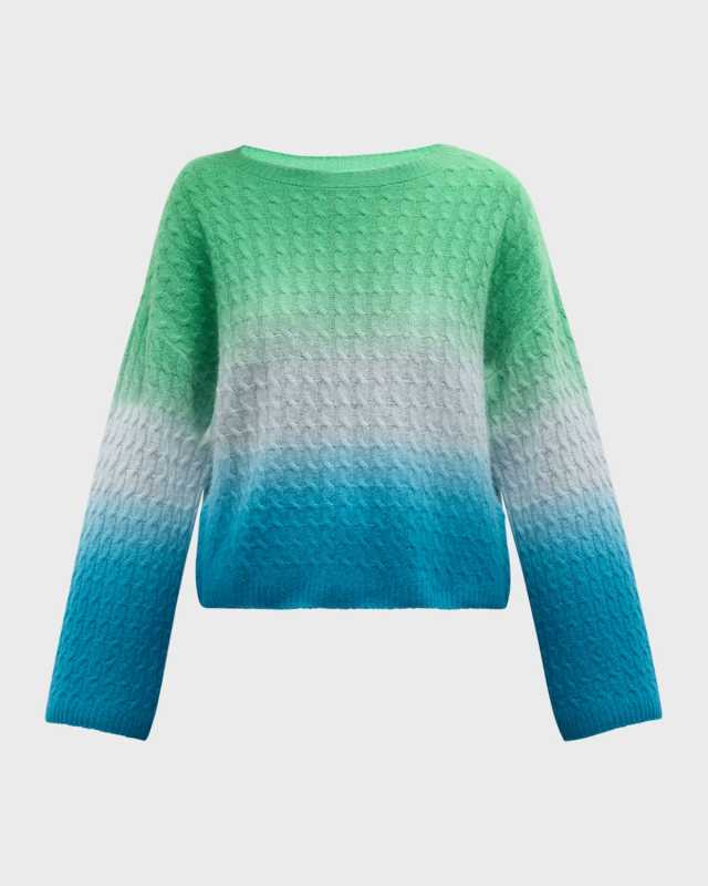 Cashmere Ombre Cable-Knit Sweat